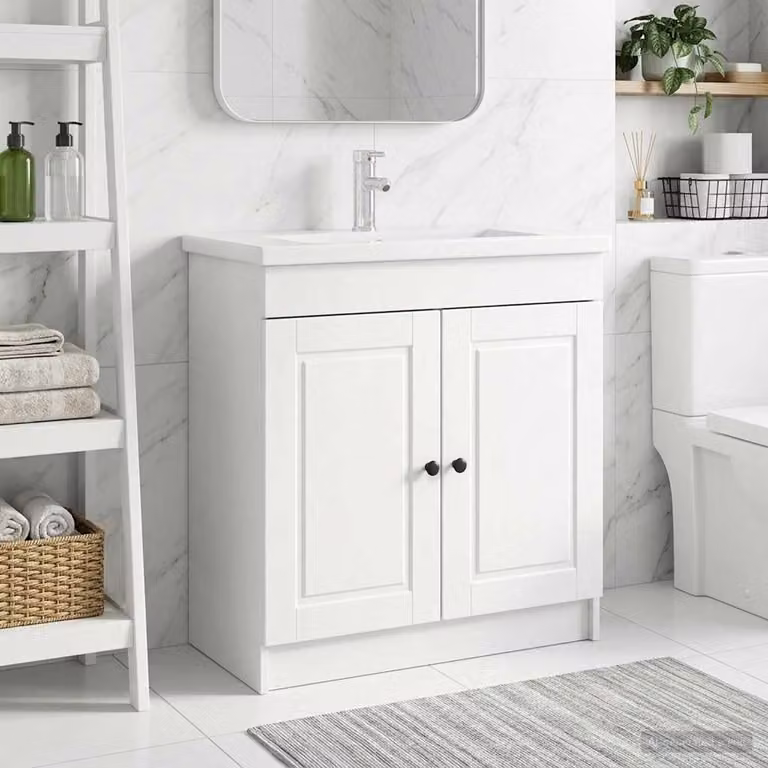 Mobiletto da bagno sotto il lavello vidaXL Bianco L: 78,5 cm, P: 37,5 cm, H: 81 cm