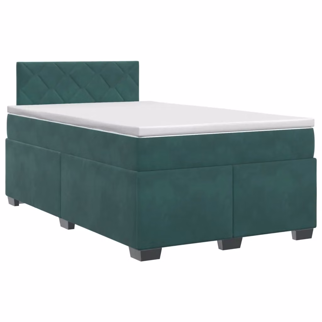 Letto box spring ibrido vidaXL con materasso a molle insacchettate in velluto verde e bianco L/P: 120 x 200 cm – 2