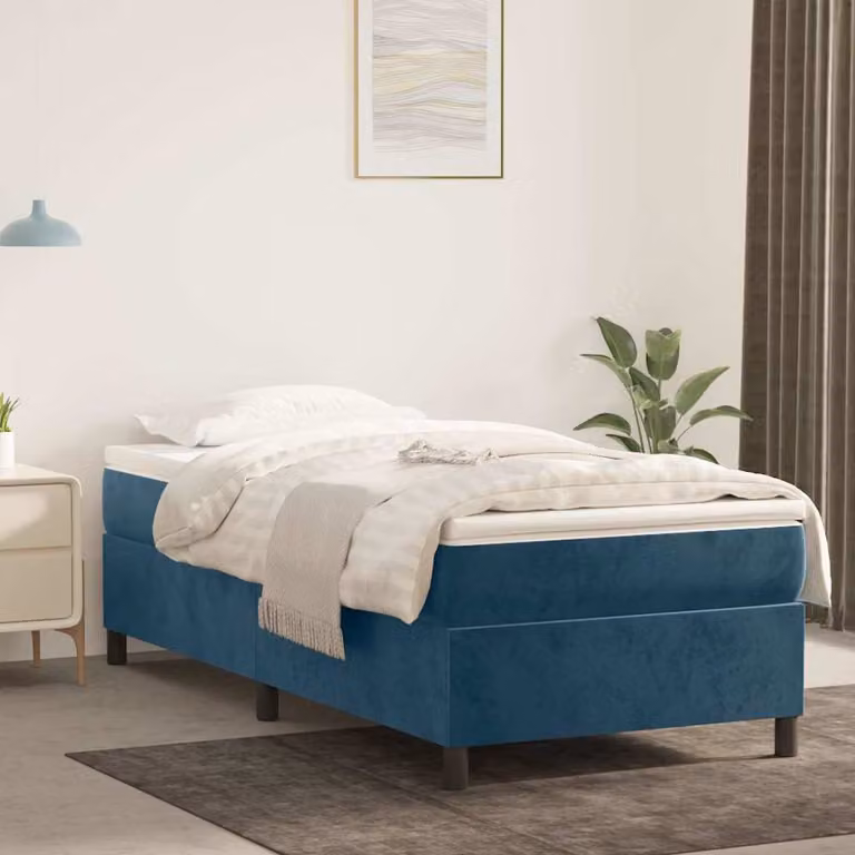 vidaXL Struttura Letto a Rete a Molle in Velluto Blu, L 80 cm x P 200 cm