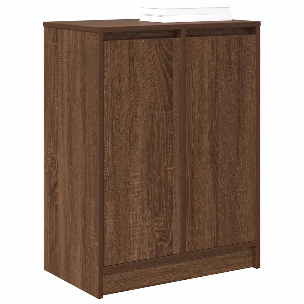 Scarpiera moderna in legno composito rovere marrone con ante a battente HELLOSHOP26 L/P/H: 57 x 34 x 76 cm – 2