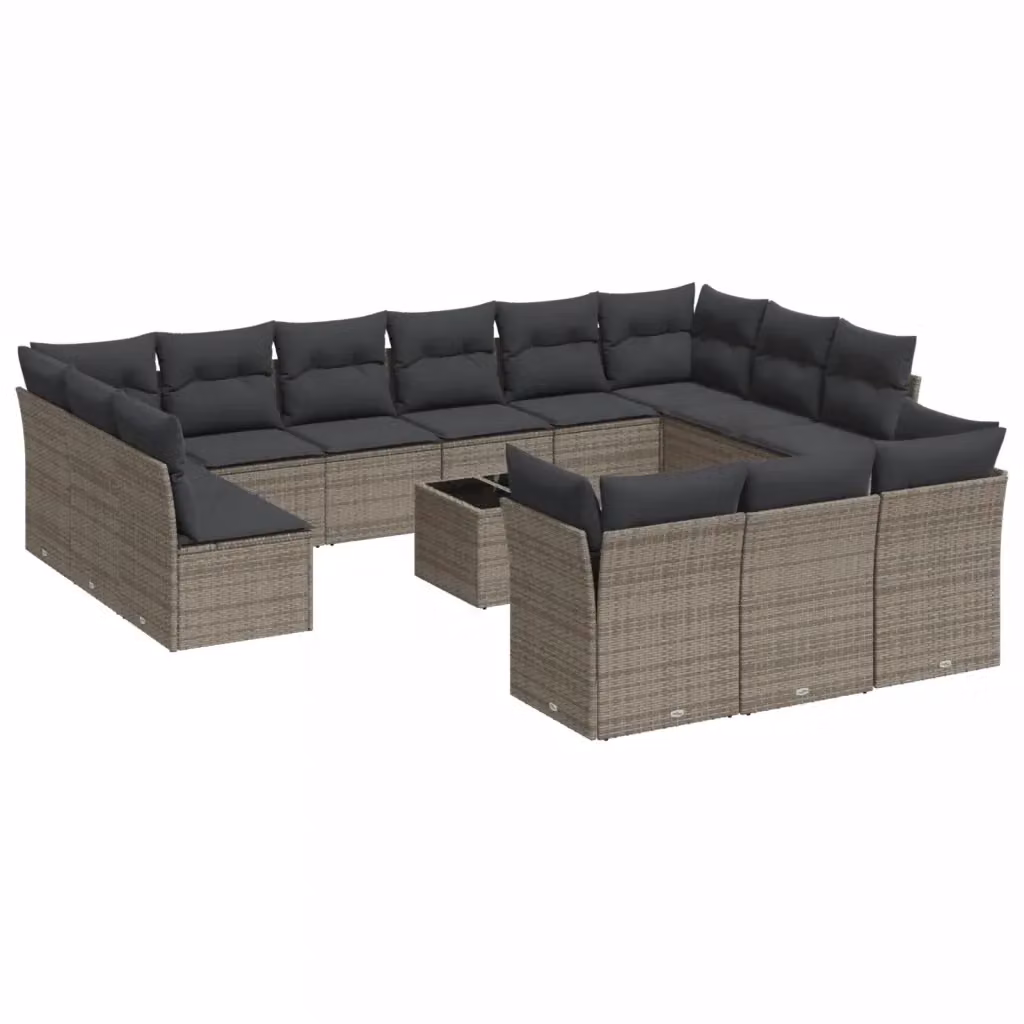 vidaXL Set Divani da Giardino a Forma di L con Tavolino e Cuscini Grigio – 2