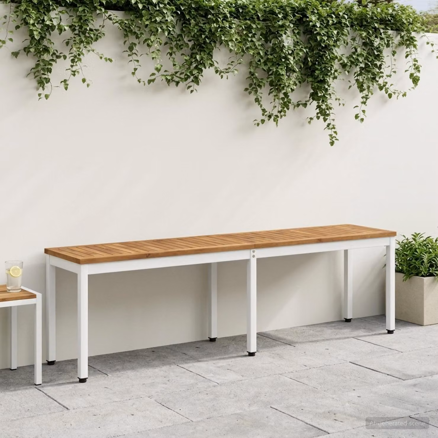 Panchina da giardino vidaXL in legno di acacia massello, L 161 x P 35 x H 45 cm