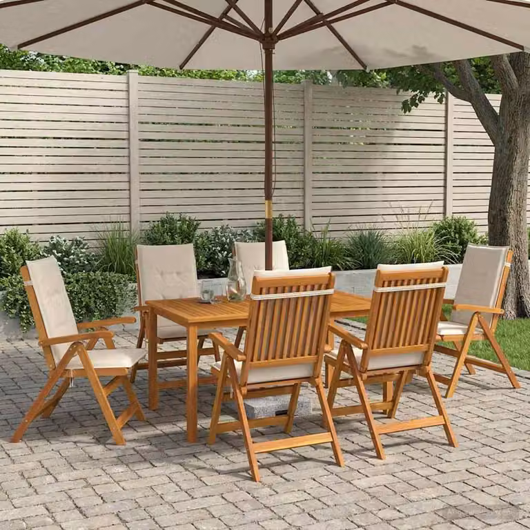 Set da pranzo da giardino vidaXL in legno di acacia naturale composto da 7 pezzi