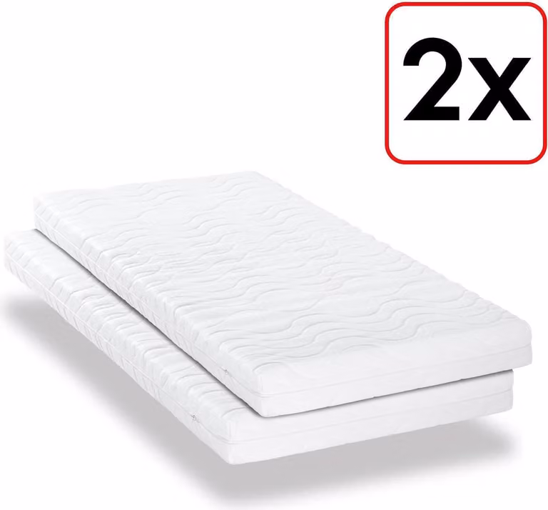Materasso premium a 7 zone 100x200 cm CloudComfort in confezione doppia, altezza 15 cm, livello di rigidità H2/H3, twin set