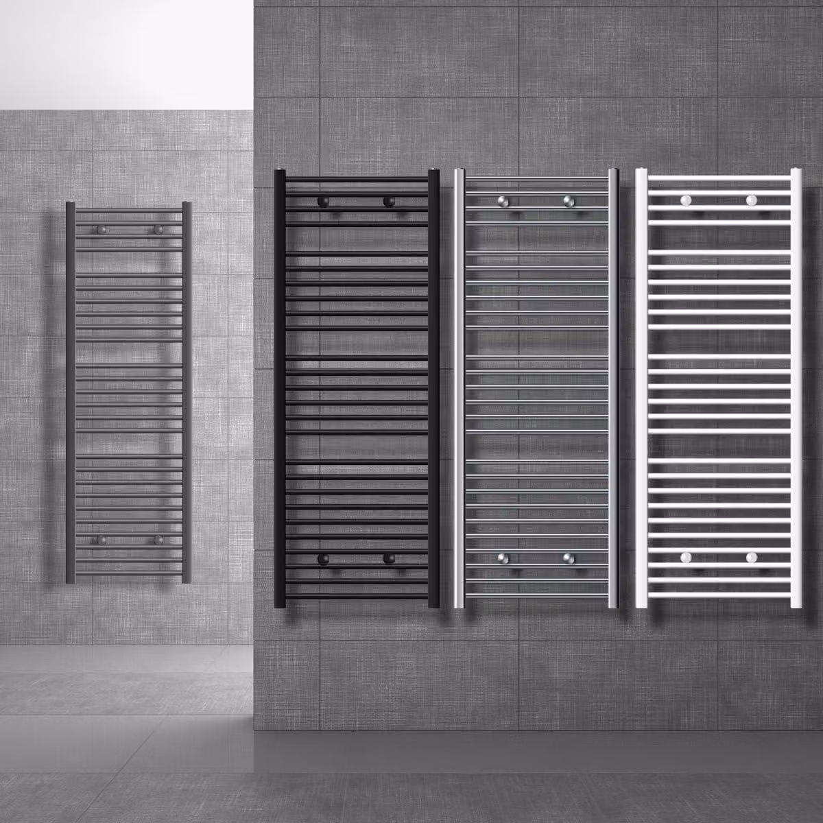 Riscaldatore elettrico da bagno Sahara - 600 Watt - 80x40 cm - Bianco - Asciugatore per asciugamani - Con termostato e display digitale
