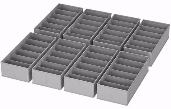 Set di sacchetti portaoggetti in tessuto grigio, 8 pezzi, 30x15x9 cm, per biancheria intima e calzini