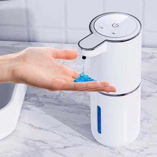 Dispenser automatico di sapone – Sensori a infrarossi intelligenti – 4 dosaggi regolabili – Ricaricabile tramite USB – Senza contatto e igienico – 380 ml – Per cucina, bagno e spazi pubblici – Bianco