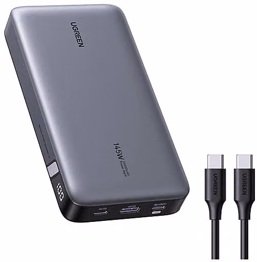 Power Bank UGREEN da 25000 mAh con ricarica rapida 145W, Nero e Grigio