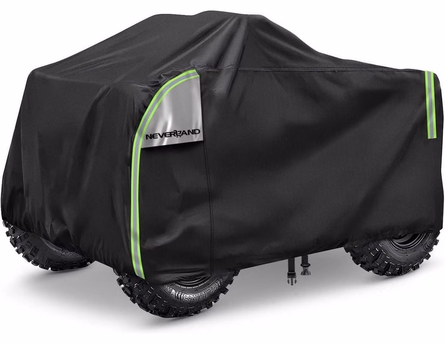 Telo protettivo impermeabile per quad, dimensioni XL, 210x120x115 cm, colore verde/nero, con fori di ventilazione e strisce riflettenti