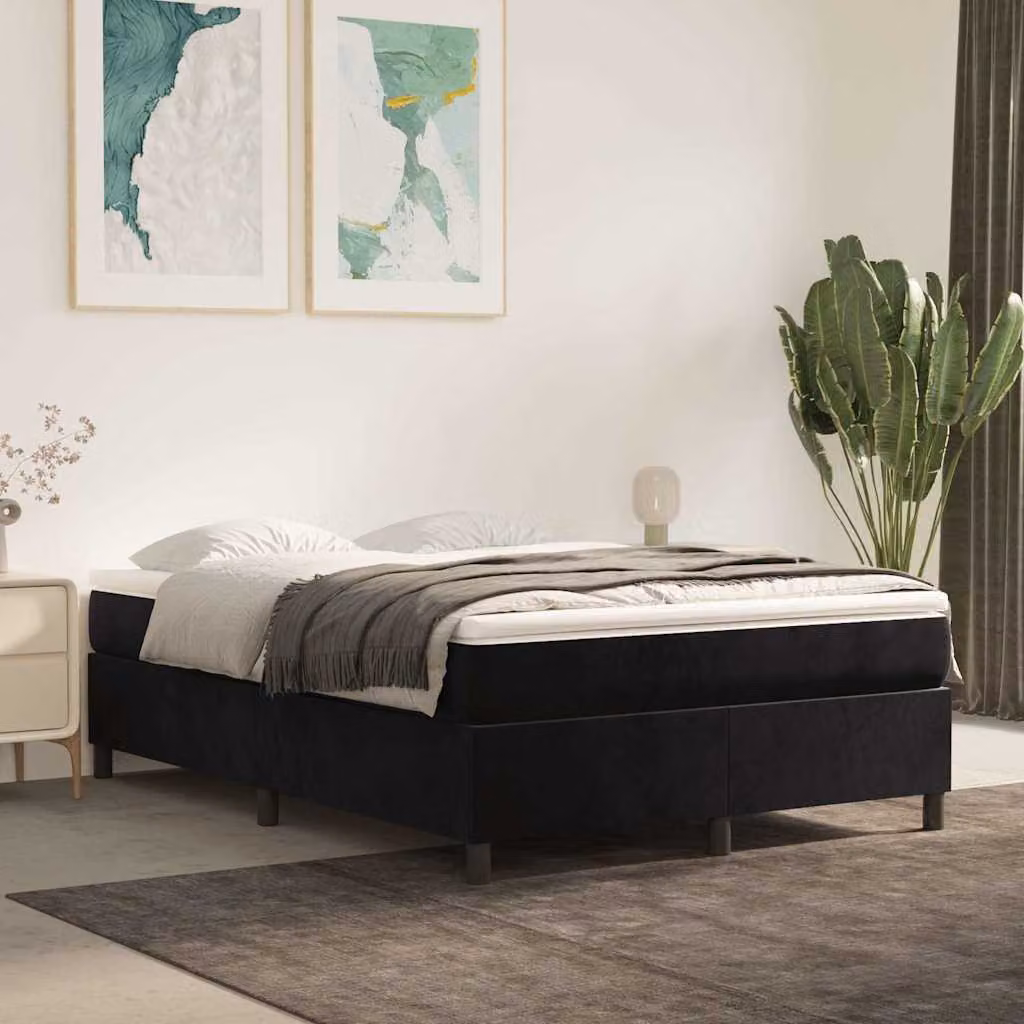 vidaXL Struttura Letto Imbottita in Velluto Nero L: 140 cm x P: 200 cm – 1