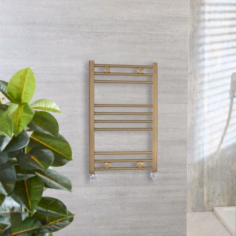 Scaldasalviette HudsonReed in acciaio inossidabile colore oro, montaggio a parete, L: 80 cm, H: 50 cm