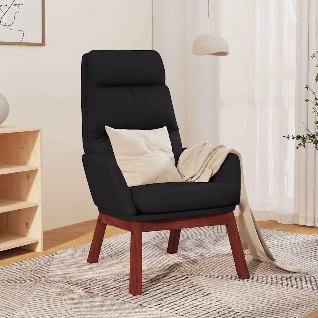 Sedia Relax vidaXL Nera in Tessuto con Braccioli e Imbottitura in Schiuma