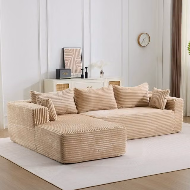 Divano letto angolare tessuto beige ¨C Minimal ¨C 90x200x80
