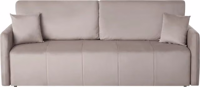 Divano moderno Beliani a 3 posti in velluto beige con funzione letto, cuscini decorativi e coperture rimovibili per il tuo soggiorno