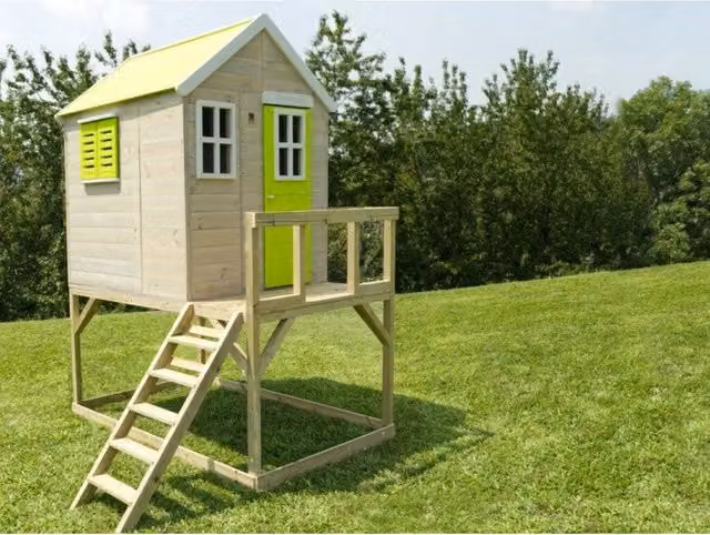Casa in legno Bamby su palafitta per bambini, multicolore, L 120 cm x P 120 cm x H 155 cm – 1