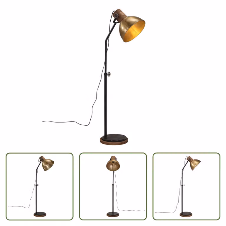 The Living Store Lampada da terra 25 W ottone anticato 30x30x100-150 cm E27