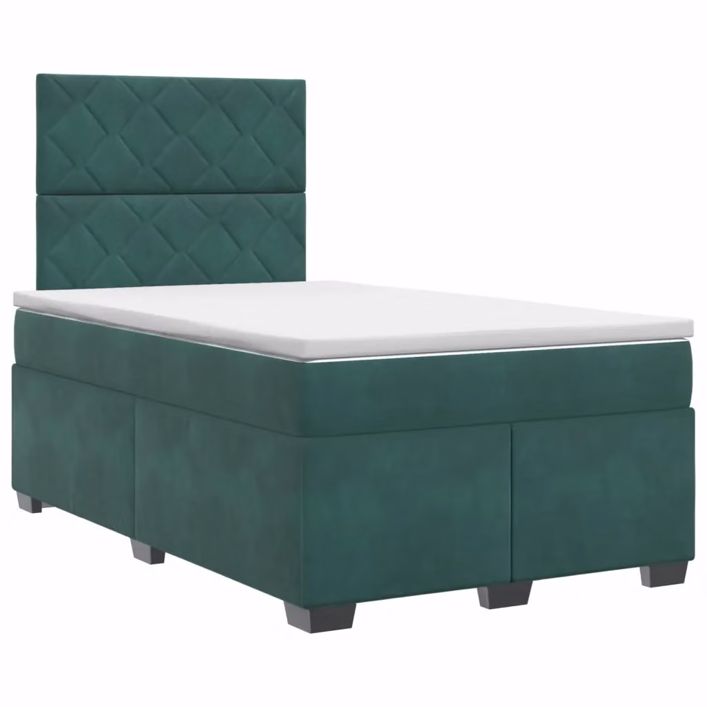 Letto box spring con materasso vidaXL in velluto verde e bianco con base a sollevamento L/P/H: 120 x 200 x 140,5 cm – 2