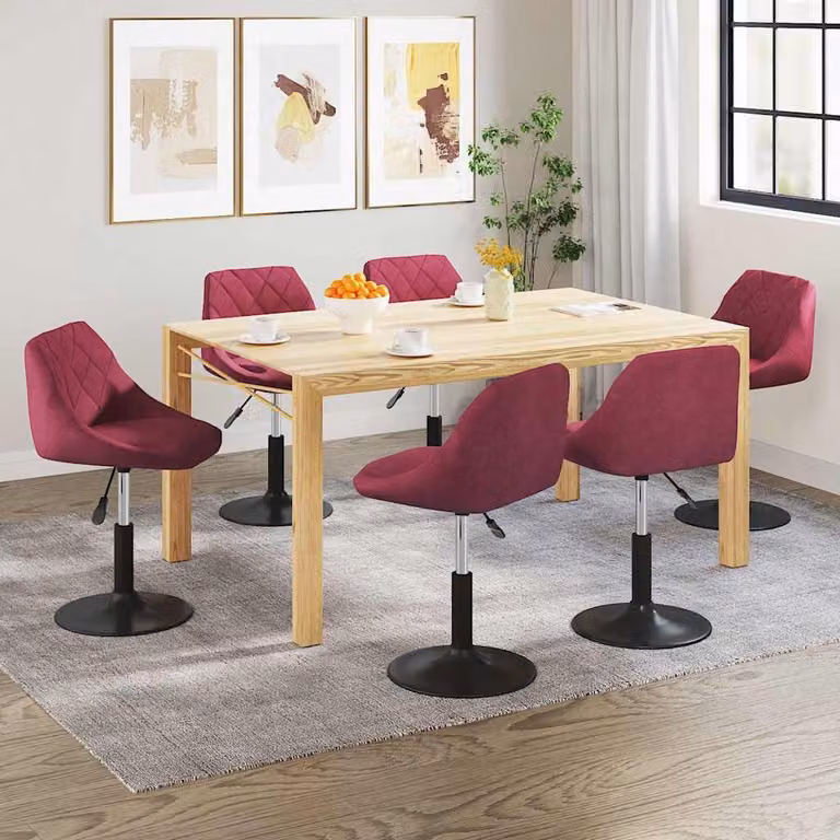 Set di 6 sedie da pranzo girevoli vidaXL in velluto rosso moderno