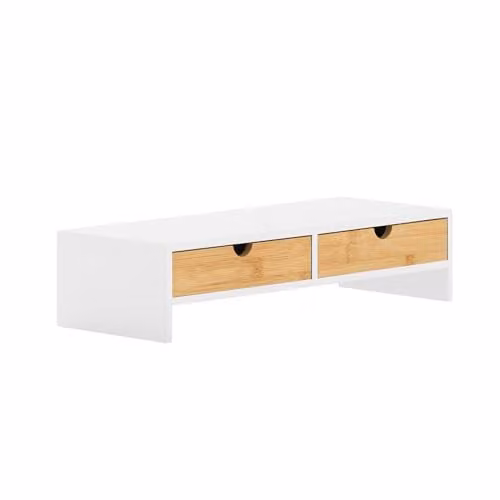 SoBuy Supporto Monitor Scrivania con 2 Cassetti 47x11x18cm Ufficio