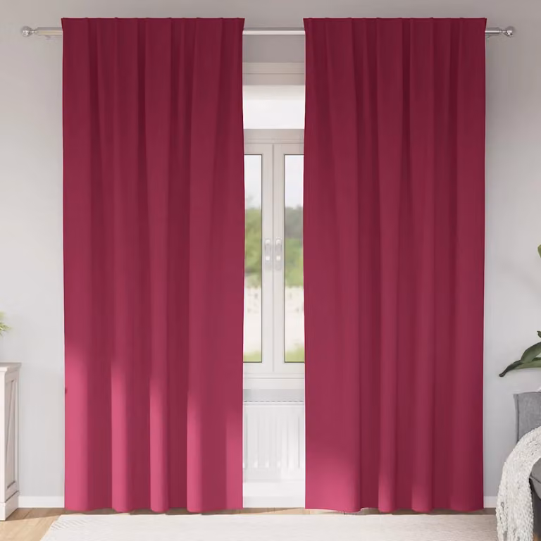 Set di 2 tende blackout vidaXL con anelli, colore rosso, H: 245 cm x L: 140 cm