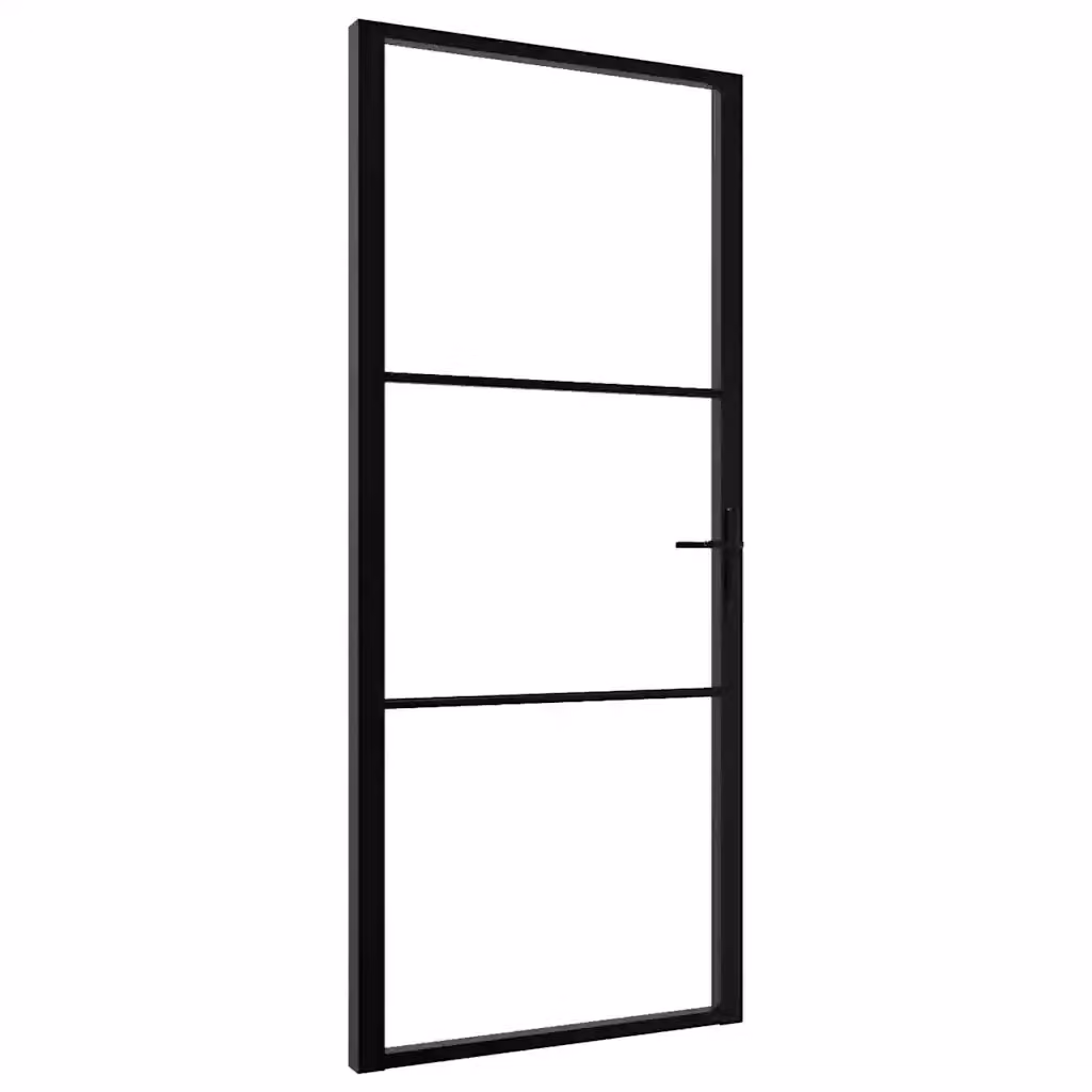 Porta interna moderna vidaXL in alluminio e vetro nero e trasparente L: 102,5 cm, H: 201,5 cm – 2