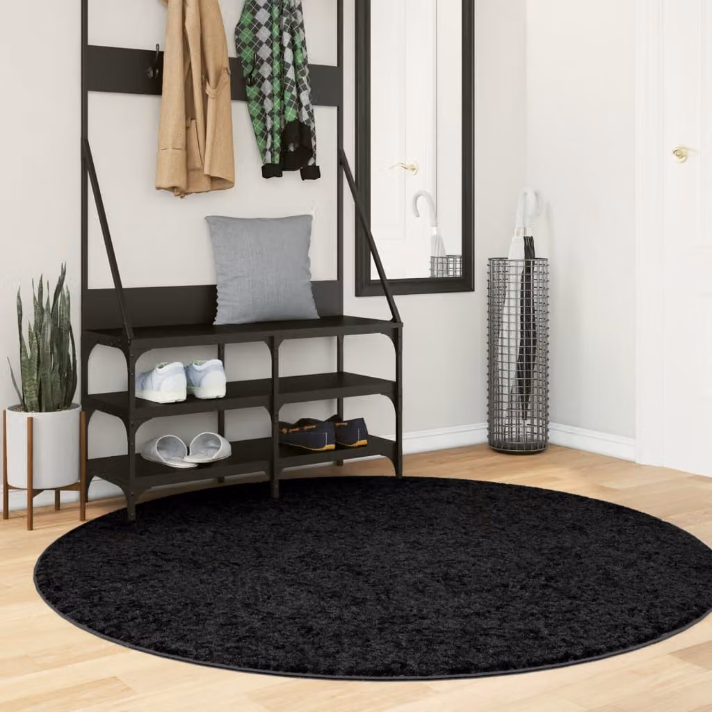 Tappeto rotondo a pelo corto vidaXL OVIEDO nero Ø 160 cm