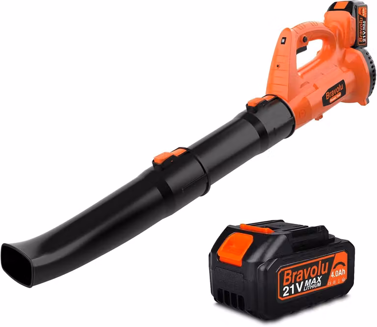 Soffiatore a batteria, soffiatore a batteria da 21 V con motore potente, soffiatore a batteria da 150 MPH, 2 ugelli, quadrante a 6 velocità, spazzatrice elettrica
