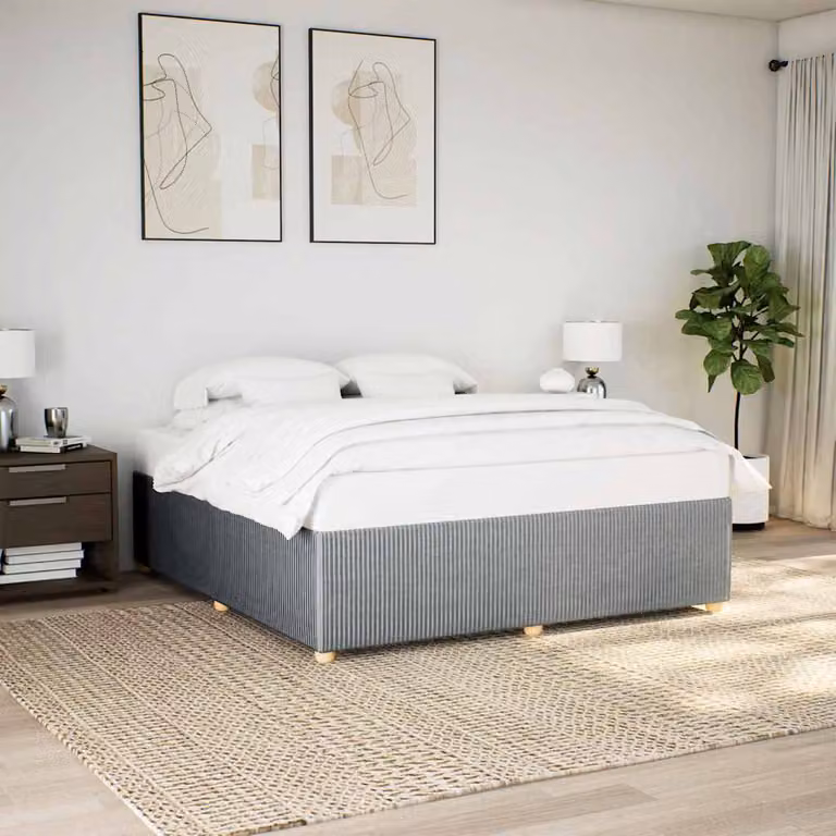 vidaXL Giroletto senza Materasso in Tessuto Grigio con Listelli in Legno L: 180 cm, P: 200 cm