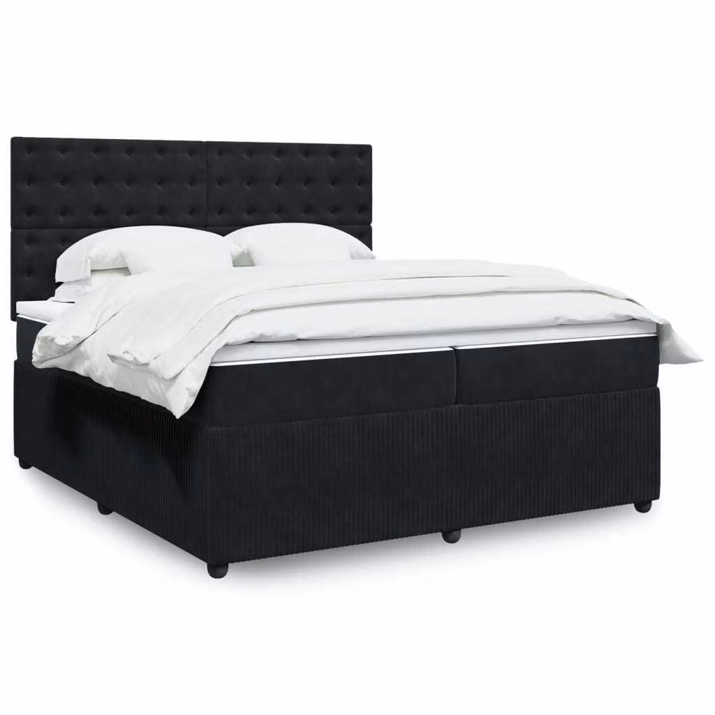 Maison Exclusive - Giroletto a Molle con Materasso Nero 200x200 cm in Velluto