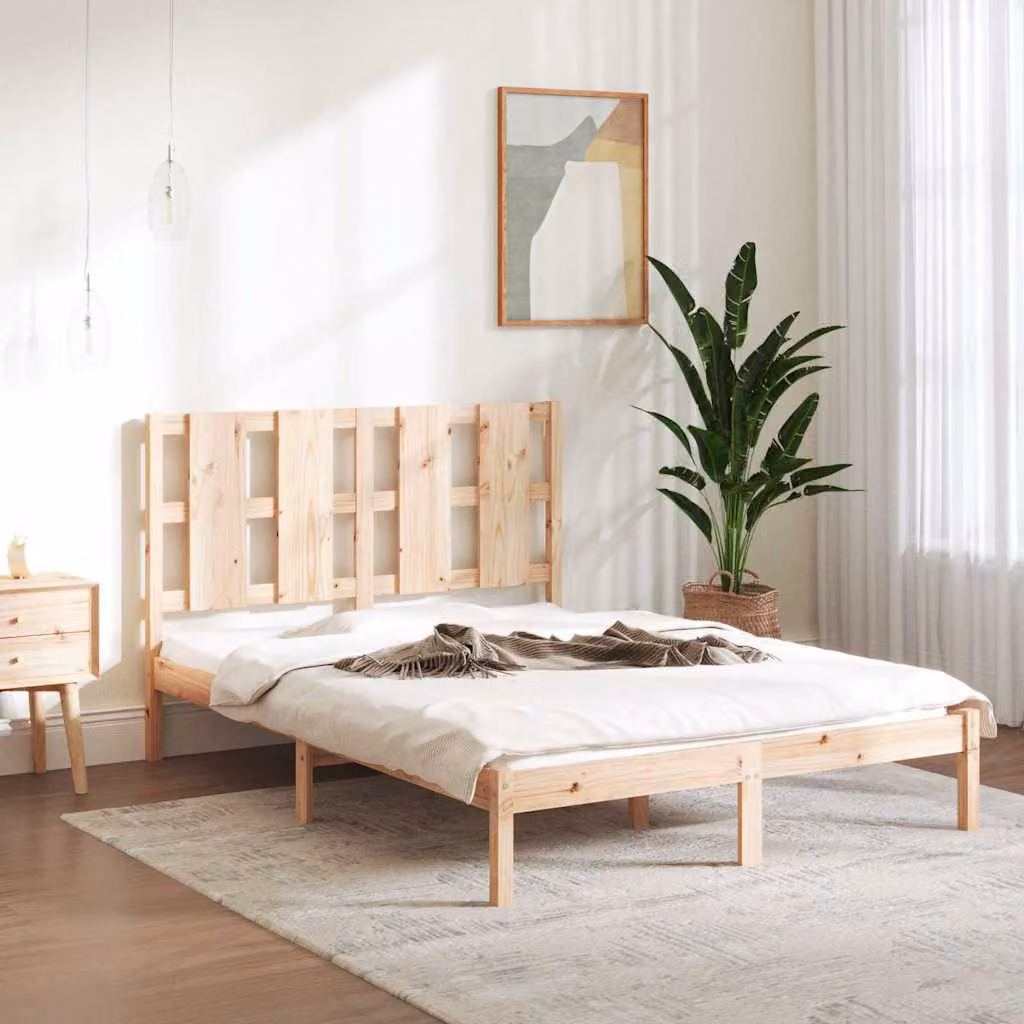 vidaXL Giroletto in Legno di Pino Massello Marrone L: 140,5 cm, P: 195,5 cm, H: 100 cm – 1