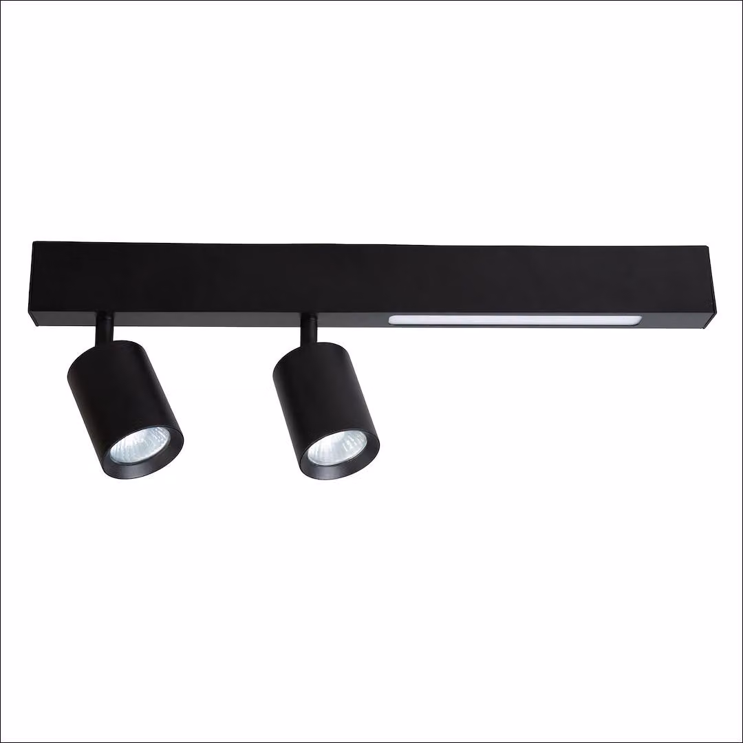 Moderno faretto a doppia copertura per il soggiorno, striscia nera, colore variabile LED 5W + 2xGU10 MAGNET Milagro