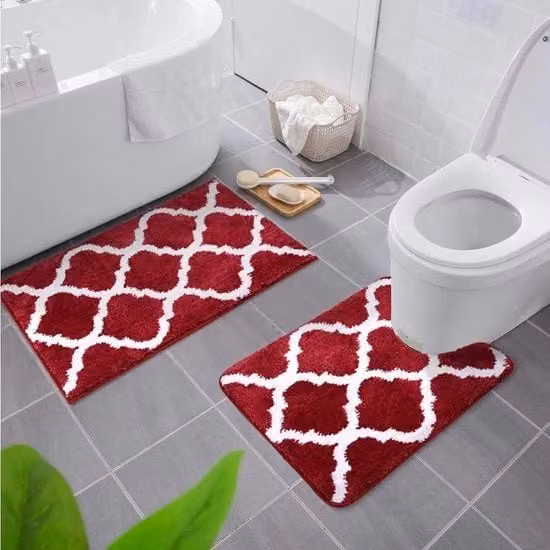 Tappeto antiscivolo HOMAXY in microfibra con motivo Moroccan, lavabile in lavatrice, colore rosso, L: 80 cm, P: 50 cm e H: 1,5 cm
