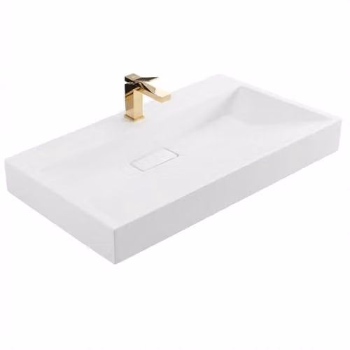 Rea - Lavabo Bagno Goya In Conglomerato Da 100 cm, 1000 X 460 X 140 mm, In Ceramica (Bianco)