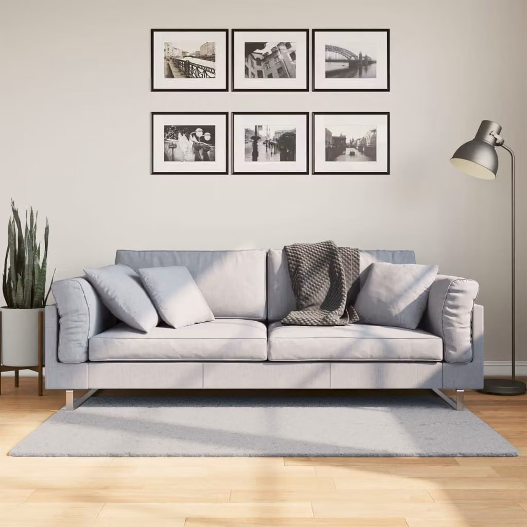 vidaXL Tappeto a Pelo Corto HUARTE Grigio, Lavabile e Antiscivolo, L: 80 cm x P: 150 cm