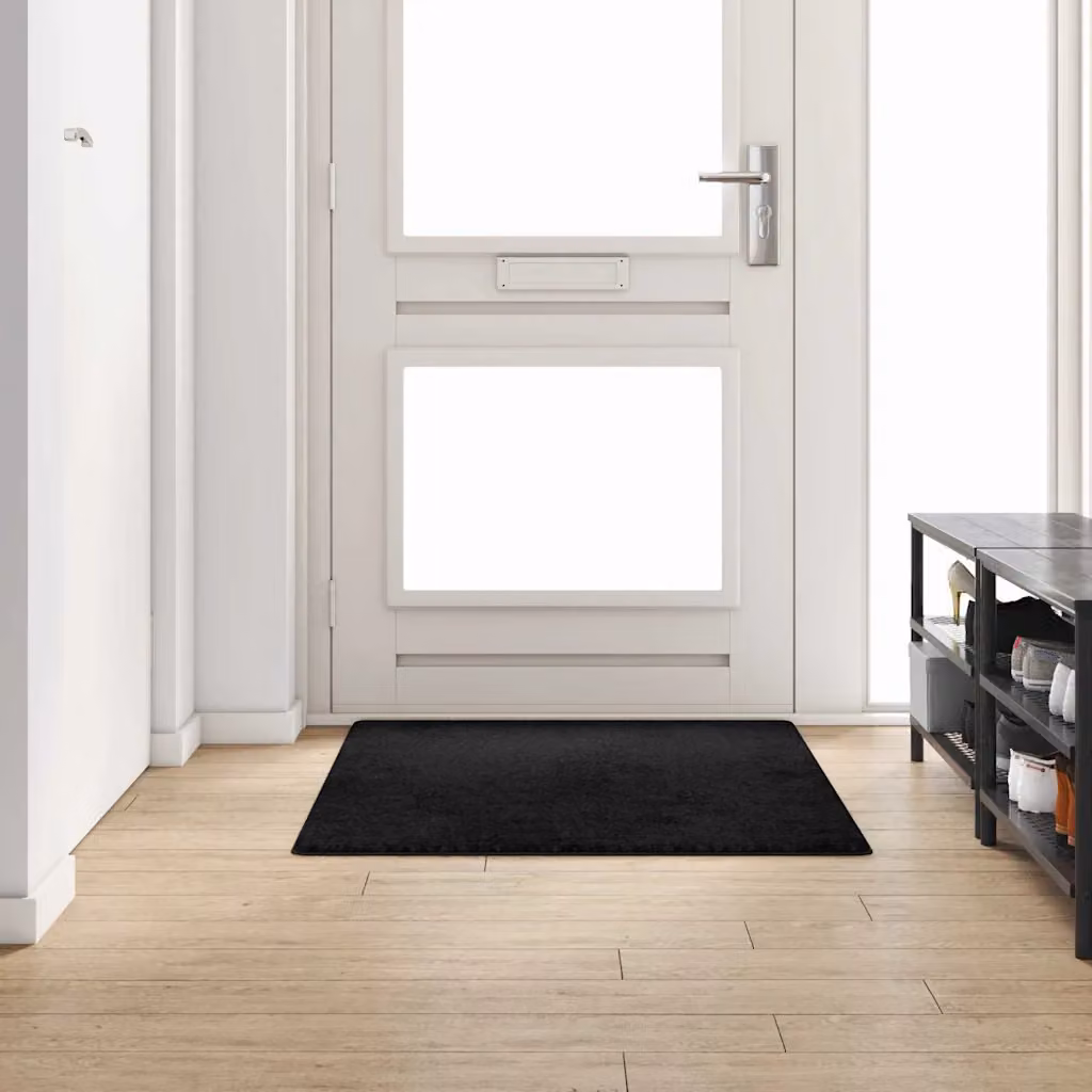 Runner in moquette vidaXL nero, 100 x 150 cm, in polipropilene hand-tufted, antiscivolo e resistente alle macchie