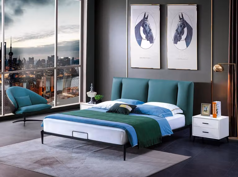 Grünes Design Bett Doppel Luxus Ehe Modernes Hotel Gestell Schlaf Zimmer Betten