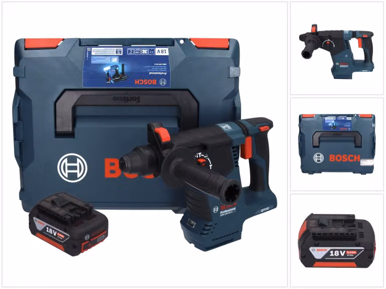 Bosch GBH 18V-24 C Martello rotativo professionale a batteria 18 V 2,4 J Brushless SDS plus + 1x batteria ricaricabile 5,0 Ah + L-BOXX - senza caricabatterie