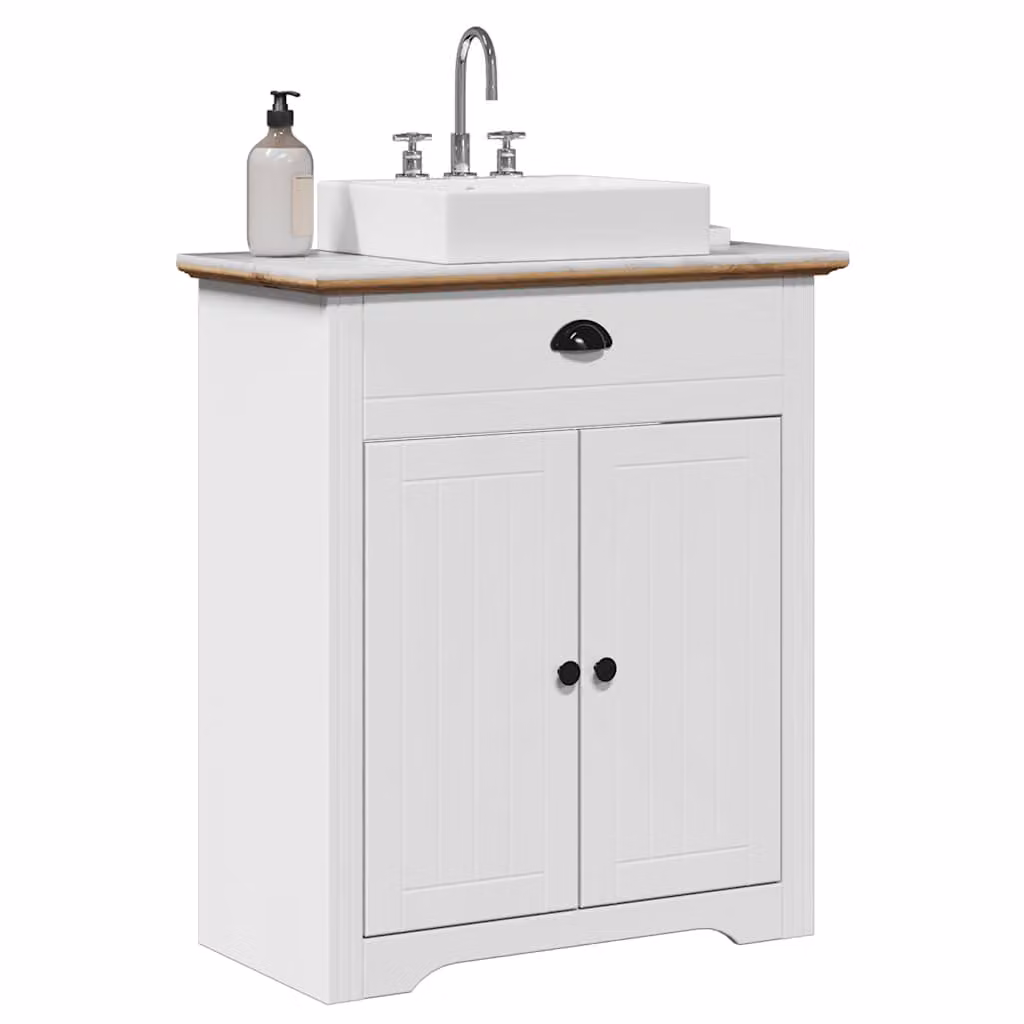 Mobile Lavabo da Bagno vidaXL BODO in Legno di Pino Bianco e Marrone L: 70 cm, P: 35 cm, H: 80 cm