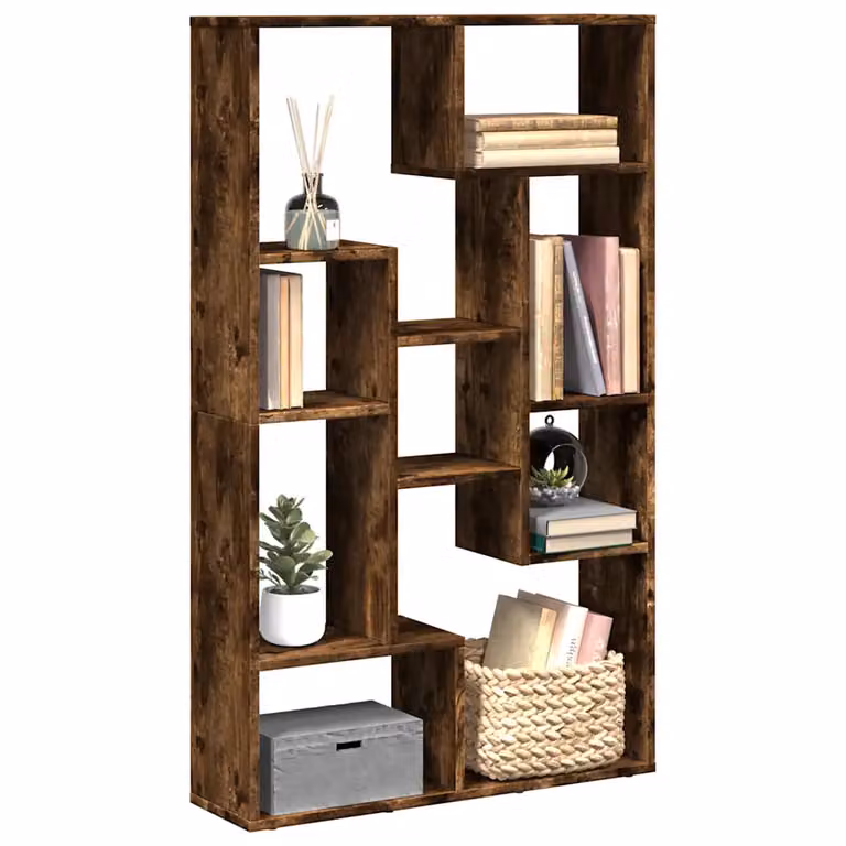 Libreria moderna vidaXL in MDF color rovere fumo L: 72 cm, P: 20 cm, H: 120,5 cm