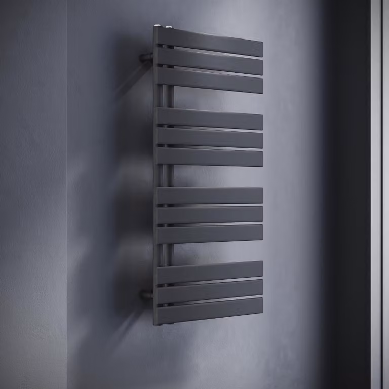 SONNI: Radiatore a pannello design, verticali, a singolo strato, colore antracite, dimensioni 1038x500 mm. Riscaldamento a acqua o elettrico (senza resistenza)