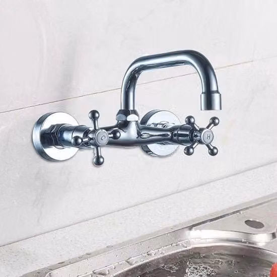 Dispositivo di Regolazione della Pressione per Doccia a Due Maniglie con Manopola a 180° per Acqua Calda e Fredda