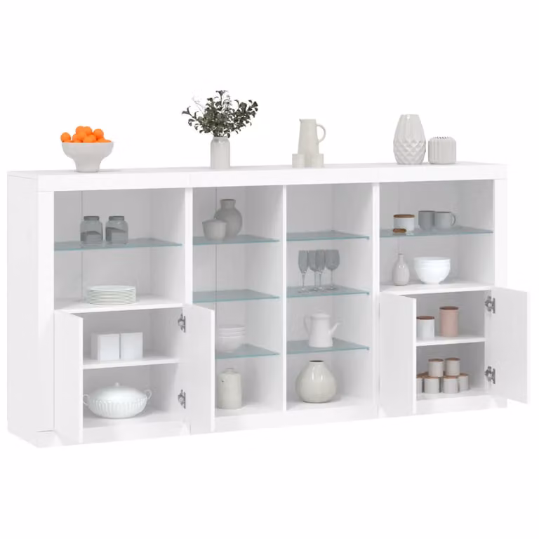 Credenza moderna vidaXL con luci LED bianca L 202 cm, P 37 cm, H 100 cm
