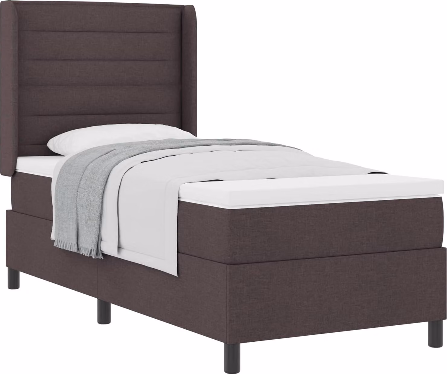 Letto a molle con materasso Marrone Scuro 200 x 100 cm Tessuto