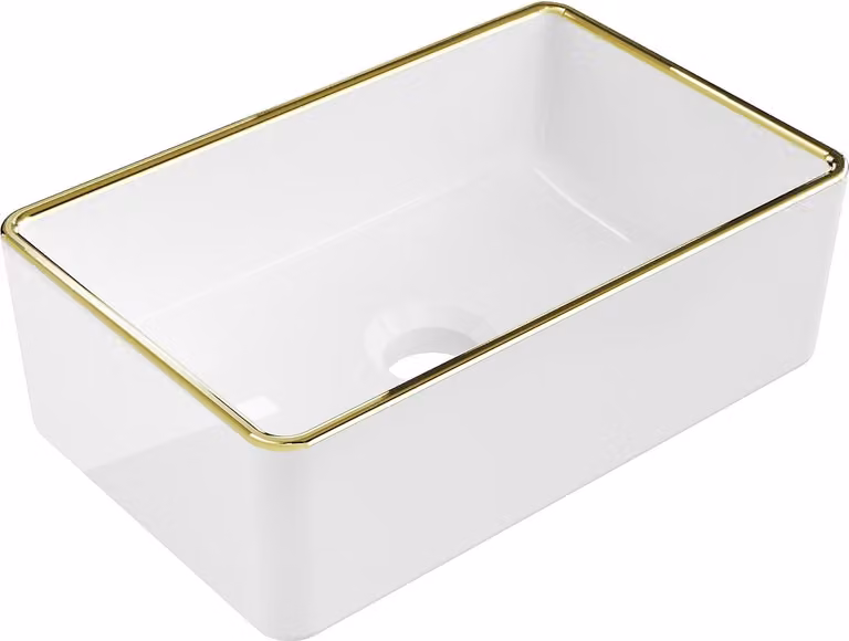 Mexen Nadia lavabo da appoggio 36 x 23 cm, bianco/oro bordo - 21613605