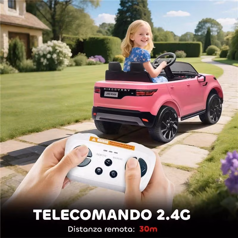 Macchina elettrica Land Rover per bambini con fari LED, clacson e telecomando, Rosa, L: 105 cm, P: 68.5 cm, H: 58 cm – 2