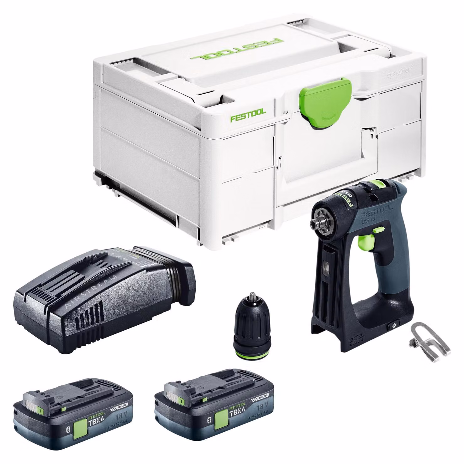 Trapano avvitatore a batteria Festool CXS 18-Basic 18 V 40 Nm Brushless + 2 batterie da 4,0 Ah + caricabatterie rapido + Systainer