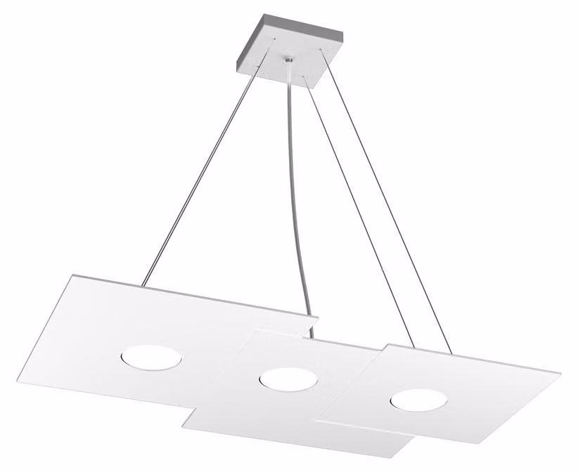 Sospensione Moderna Rettangolare Plate Metallo Bianco 3 Luci Gx53