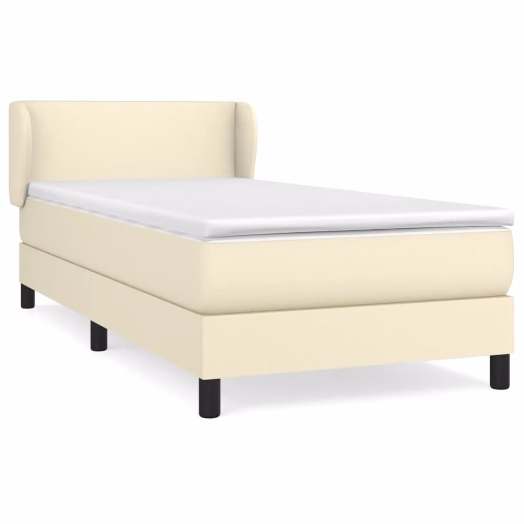 Giroletto a Molle con Materasso Crema 80x200 cm in Pelle finta