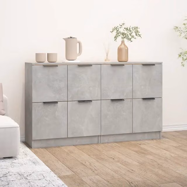 Set di 2 Credenze vidaXL in Legno e MDF Grigio, Appese a Parete, L 60 cm x P 30 cm x H 70 cm