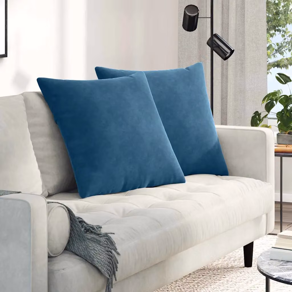 Set di 2 cuscini da divano quadrati vidaXL in tessuto a coste blu, L 80 x P 80 cm